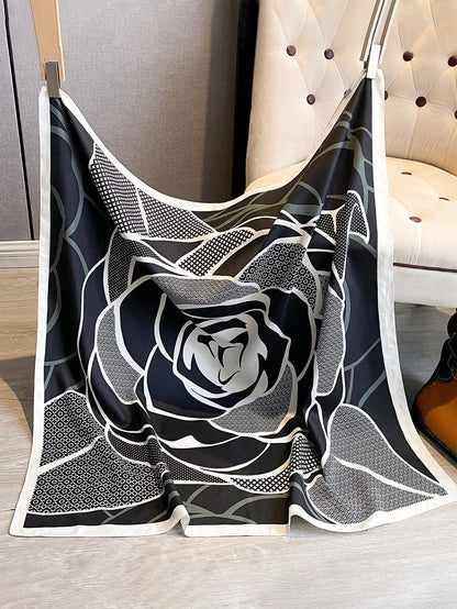 ELEGANT TWILL ROSE PRINT SCARF