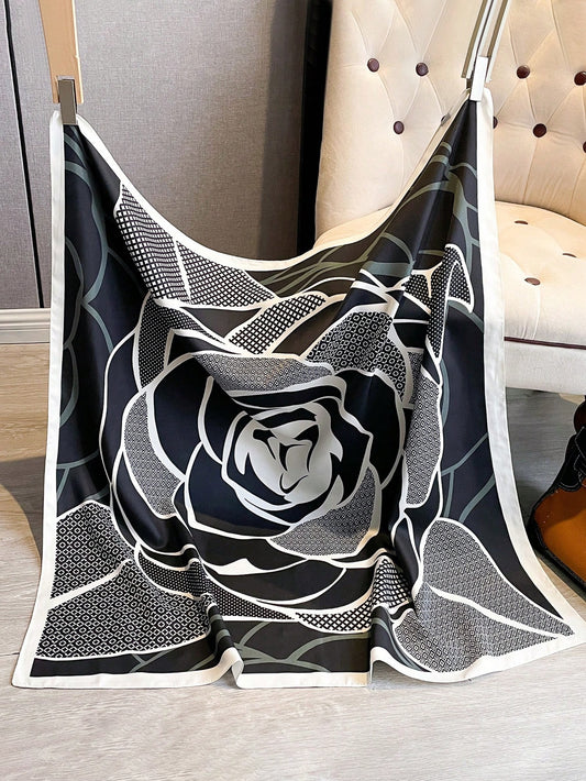 ELEGANT TWILL ROSE PRINT SCARF