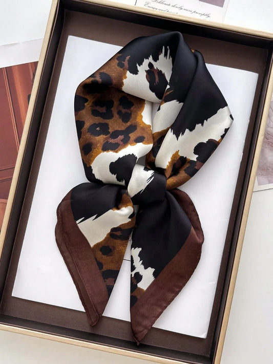 LEOPARD PRINT SILK TEXTURE SCARF