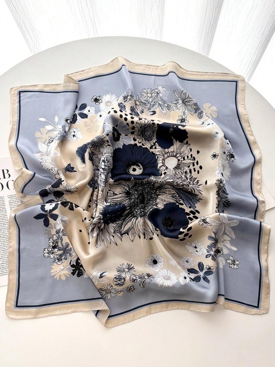 SILK TEXTURE DITSY FLORAL SCARF