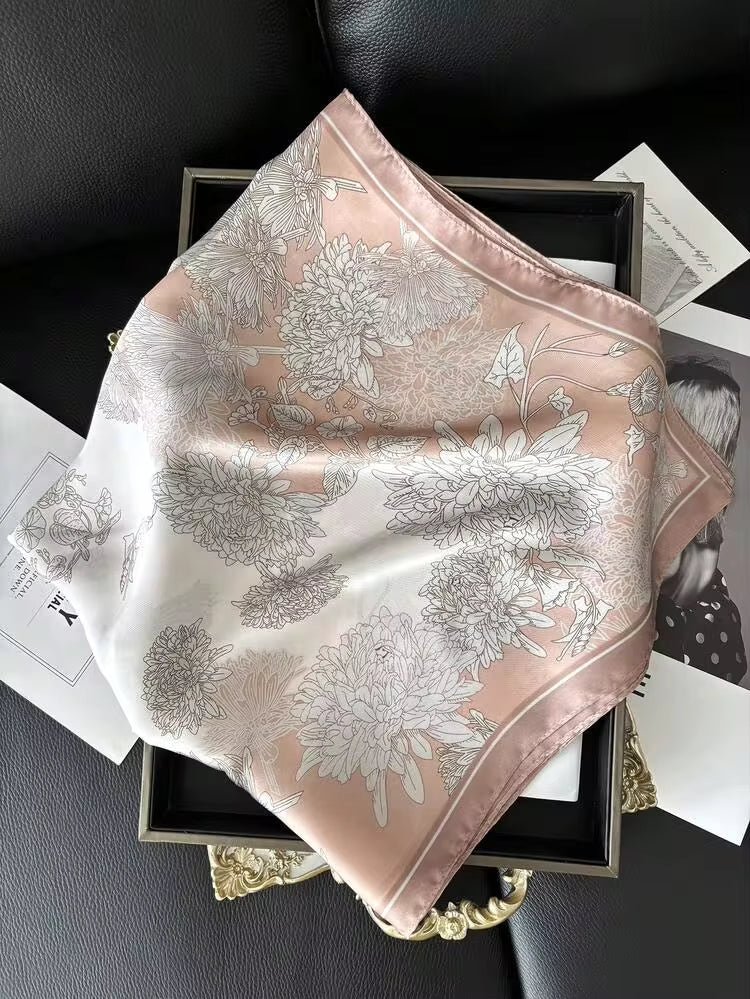 DUSTY PINK WILLOW FLORAL SILK SCARF