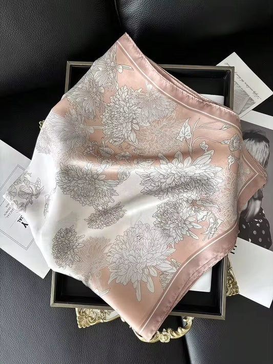 DUSTY PINK WILLOW FLORAL SILK TEXTURE SCARF