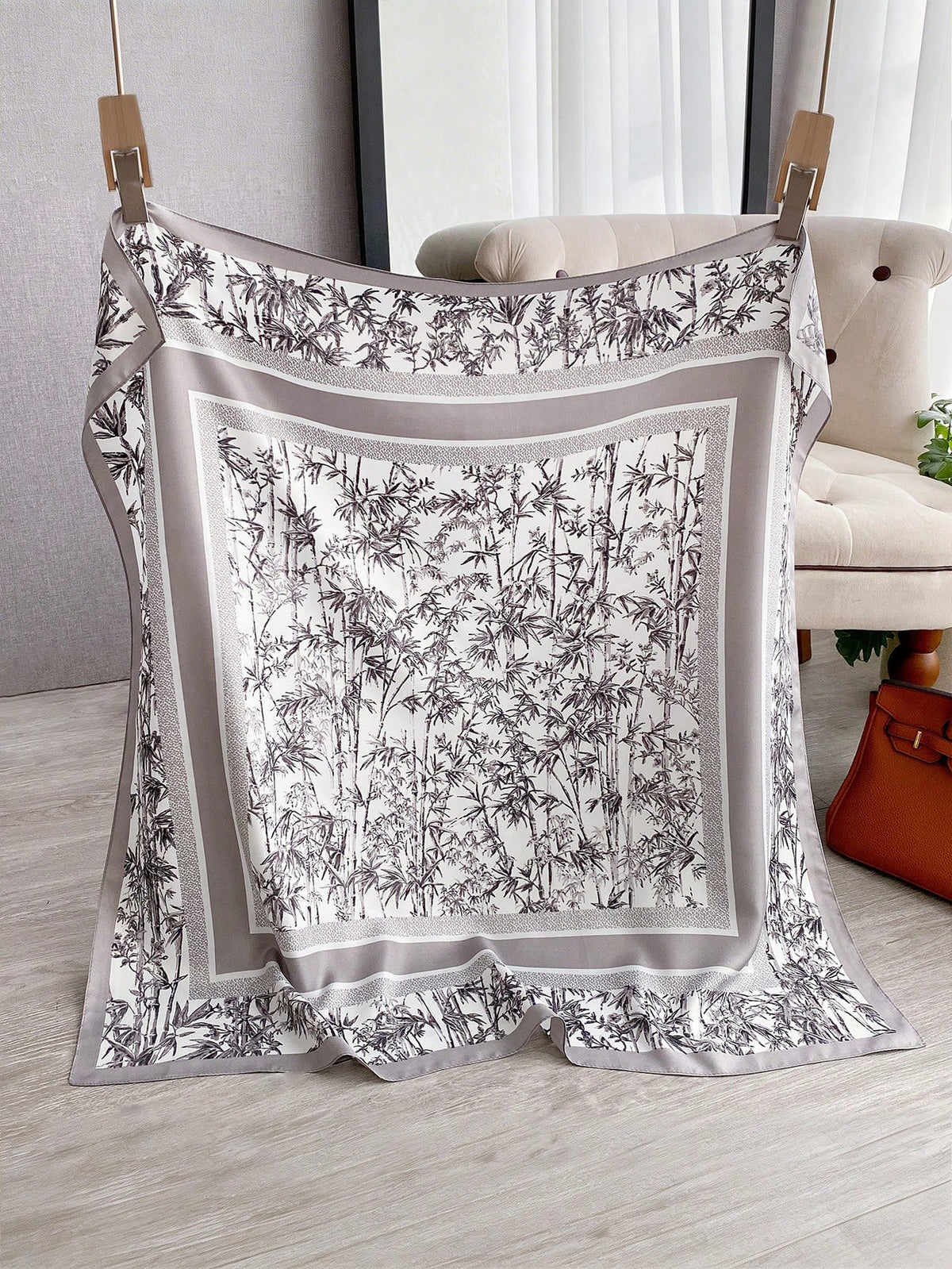 ELEGANT BRANCH FLORAL SILK SCARF