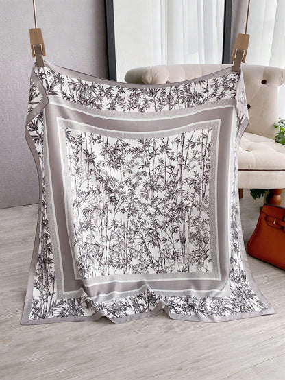 ELEGANT BRANCH FLORAL SILK SCARF