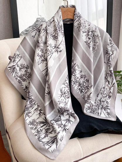 ELEGANT BRANCH FLORAL SILK SCARF