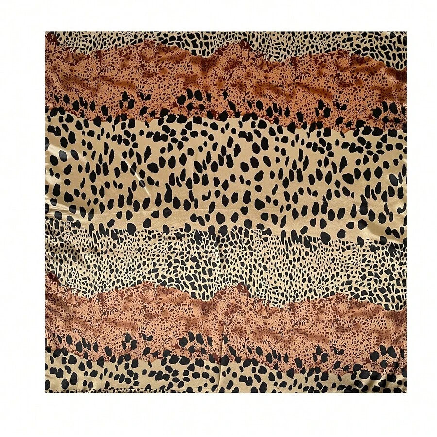SATIN TEXTURE LEOPARD PRINT SCARF
