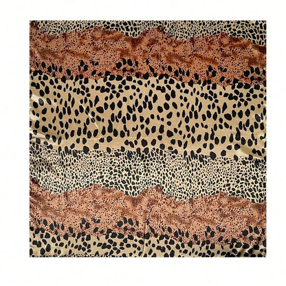 SATIN TEXTURE LEOPARD PRINT SCARF