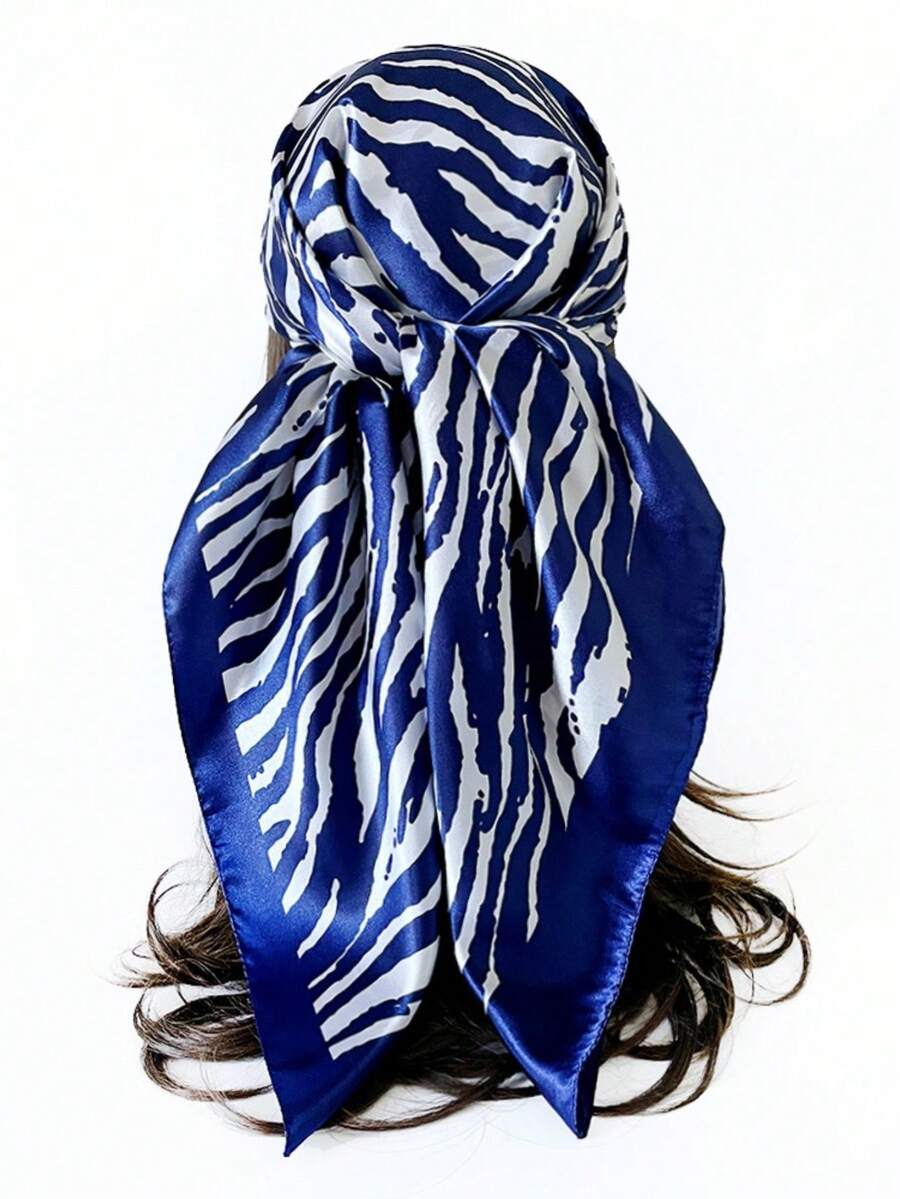 ELEGANT SATIN TEXTURE ZEBRA PRINT SCARF