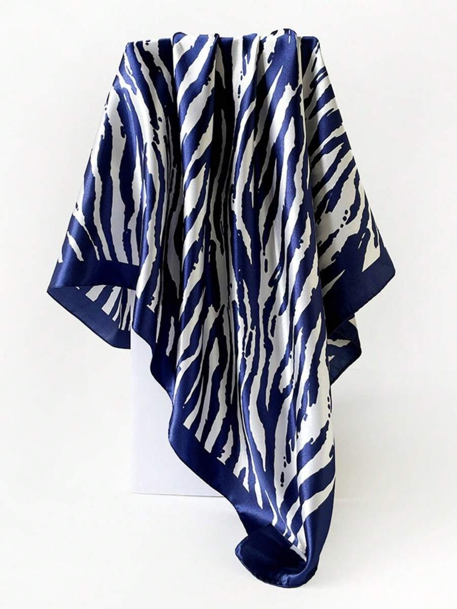 ELEGANT SATIN TEXTURE ZEBRA PRINT SCARF