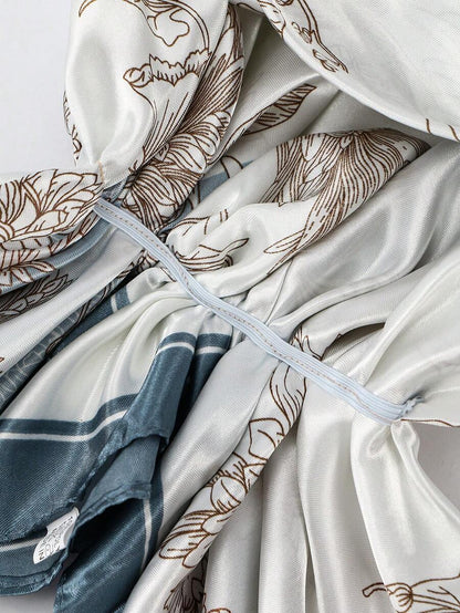 PRETIED SATIN FLORAL SCARF