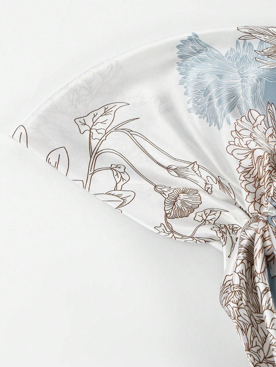 PRETIED SATIN FLORAL SCARF