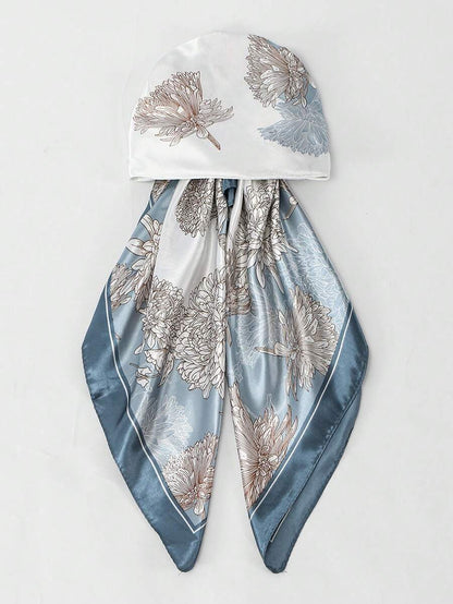 PRETIED SATIN FLORAL SCARF