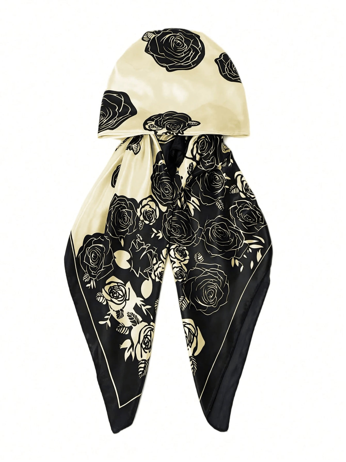 PRETIED SATIN RADIANT ROSE PRINT SCARF