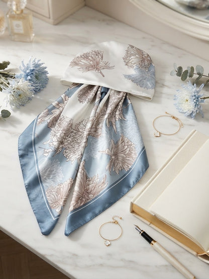 PRETIED SATIN FLORAL SCARF