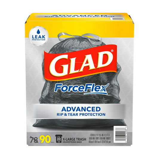 Glad 30-gal. Black Drawstring Plastic Trash Bags, 90 ct. - Black
