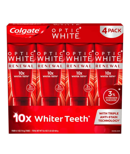 Colgate Optic White Sparkling White Toothpaste, Sparkling Mint (4.1 oz., 4 pk.)