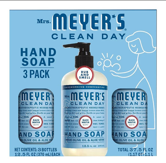 Mrs. Meyer's Clean Day Liquid Hand Soap, Rain Water Scent Bottle, 3 pk./12.5 oz.