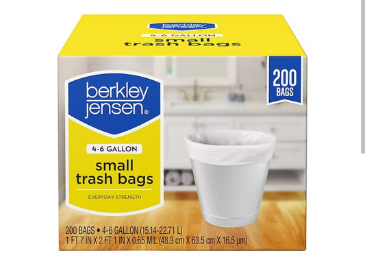 Berkley Jensen 4-6 Gallon Trash Basket Liner, 200 ct. - White