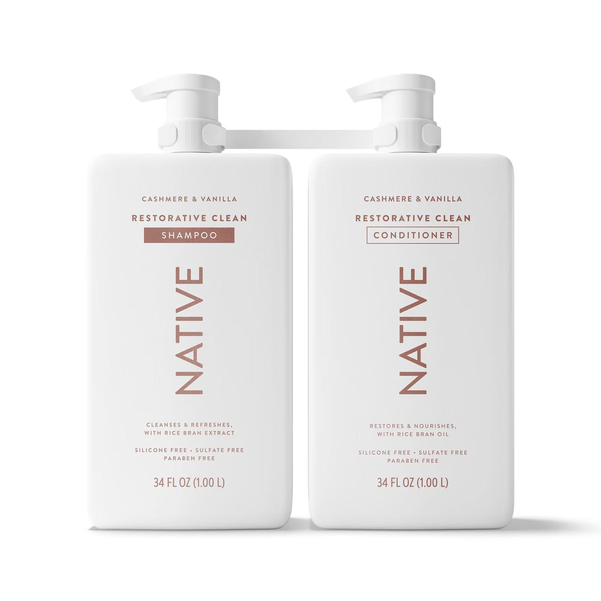 Native Sulfate Free, Silicone Free, Paraben-Free, Dye Free,Restorative Clean Shampoo + Conditioner, 34 fl. oz., 2pk.