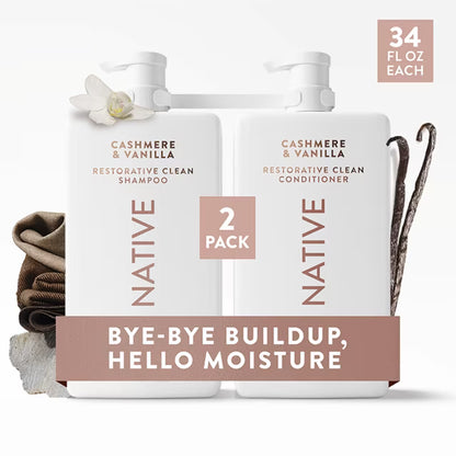 Native Sulfate Free, Silicone Free, Paraben-Free, Dye Free,Restorative Clean Shampoo + Conditioner, 34 fl. oz., 2pk.