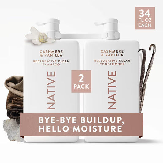 Native Sulfate Free, Silicone Free, Paraben-Free, Dye Free,Restorative Clean Shampoo + Conditioner, 34 fl. oz., 2pk.