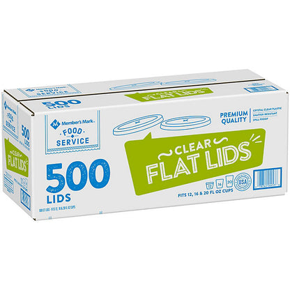 Clear Flat Plastic Lids with Straw Slot (500 ct.)