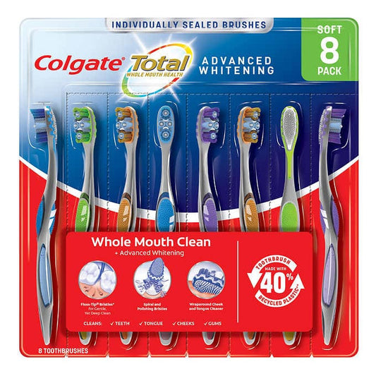 Colgate Total Advanced Whitening Toothbrush, 8-pack