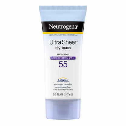 Neutrogena Ultra Sheer Dry-Touch Sunscreen Broad Spectrum SPF 55, 5 fl oz + 3 fl oz