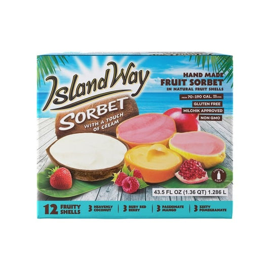 Island Way Sorbets In Assorted Fruit Shells, 12 ct