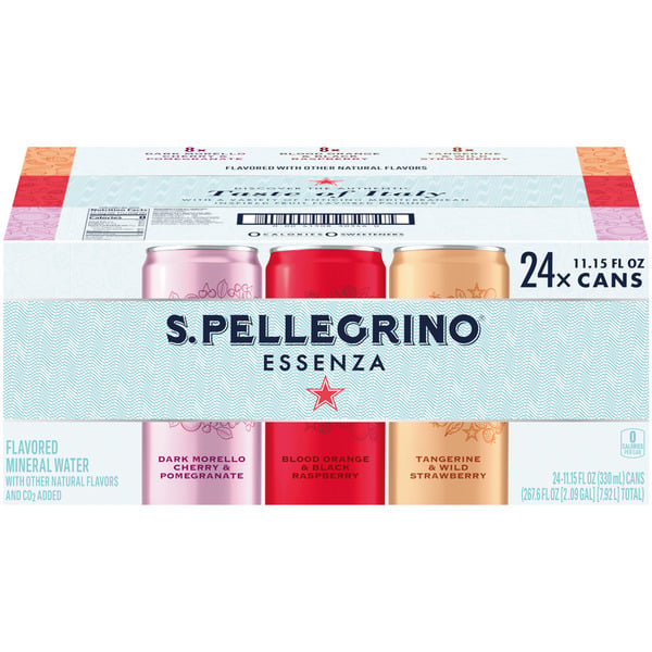 S.Pellegrino Essenza Flavored Mineral Water, Variety Pack, 11.15 fl oz, 24 ct