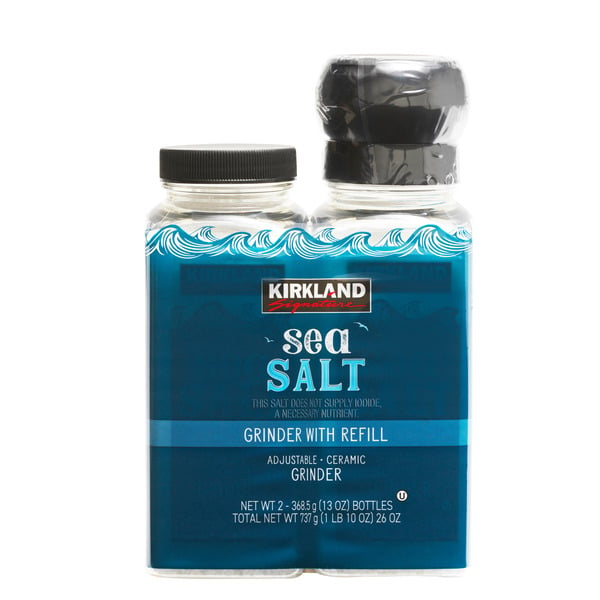 Kirkland Signature Sea Salt, Grinder with Refill, 13 oz, 2 ct