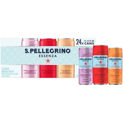 S.Pellegrino Essenza Flavored Mineral Water, Variety Pack, 11.15 fl oz, 24 ct