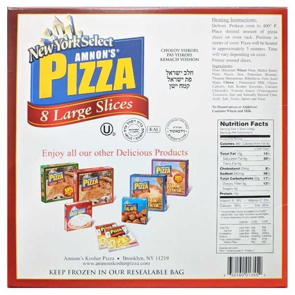 Amnon's New York Select Kosher Cheese Pizza, 36 oz 2 ct