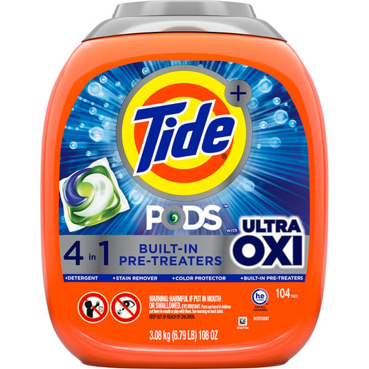 Tide PODS Plus Ultra OXI Laundry Detergent, 104 ct