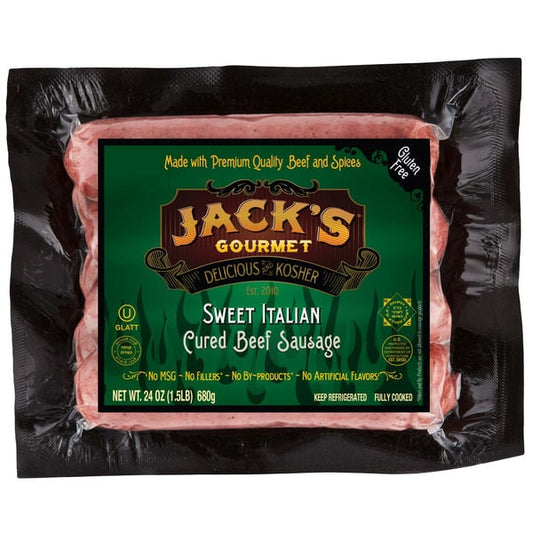 Jack's Gourmet Kosher Sweet Italian Beef Sausage, 24 oz