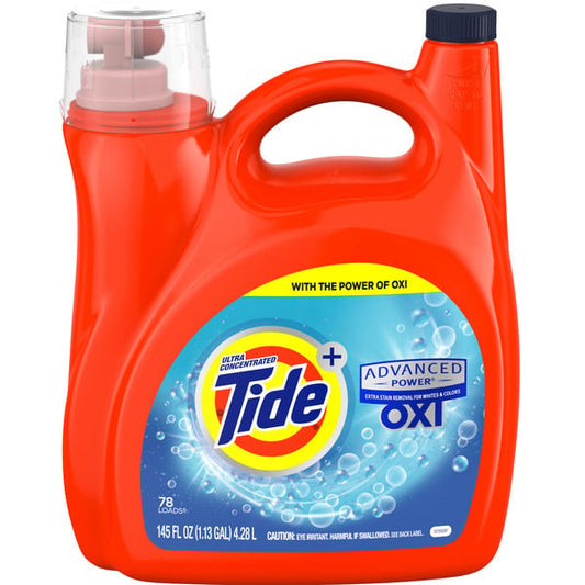 Tide Advanced Power Ultra Concentrated Liquid Laundry Detergent with Oxi, Original, 145 fl oz