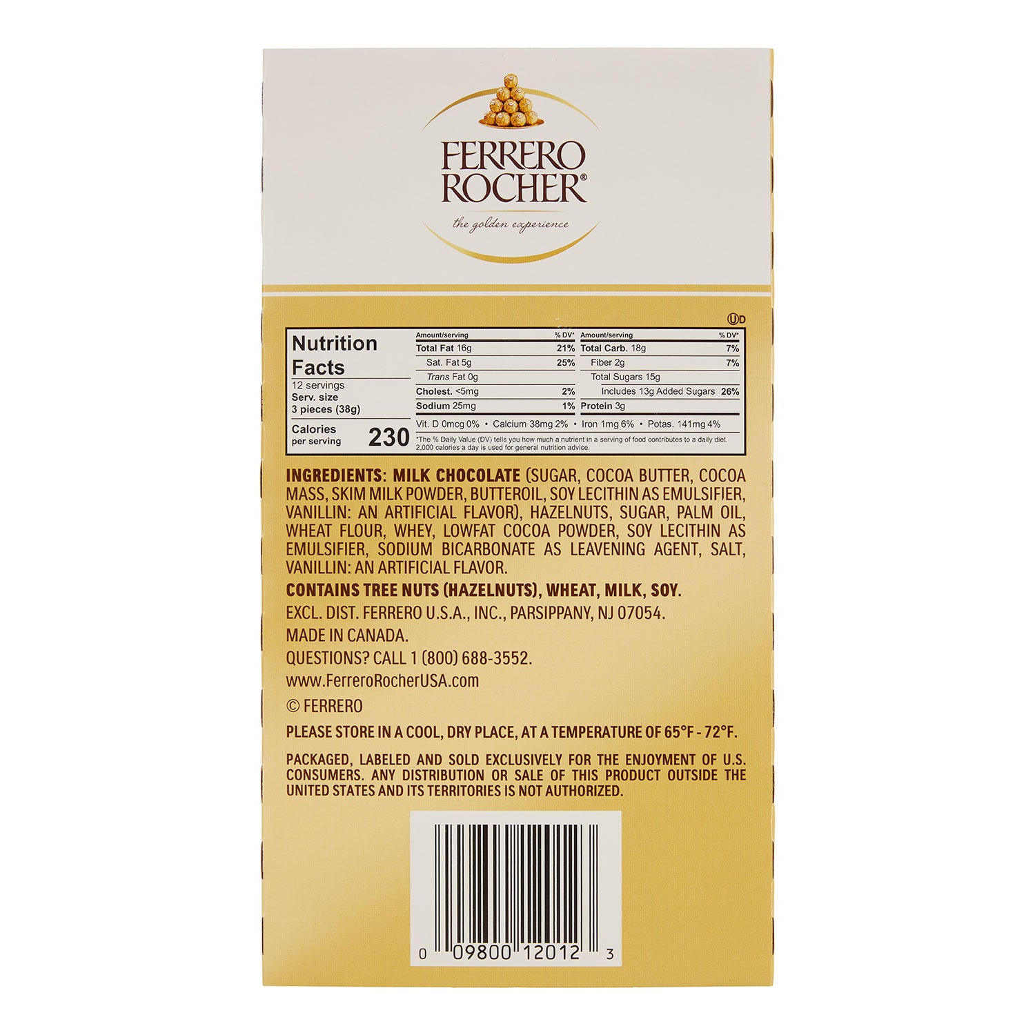 Ferrero Rocher Hazelnut Chocolates (1.3 oz., 12 pk.) – My Kosher Cart