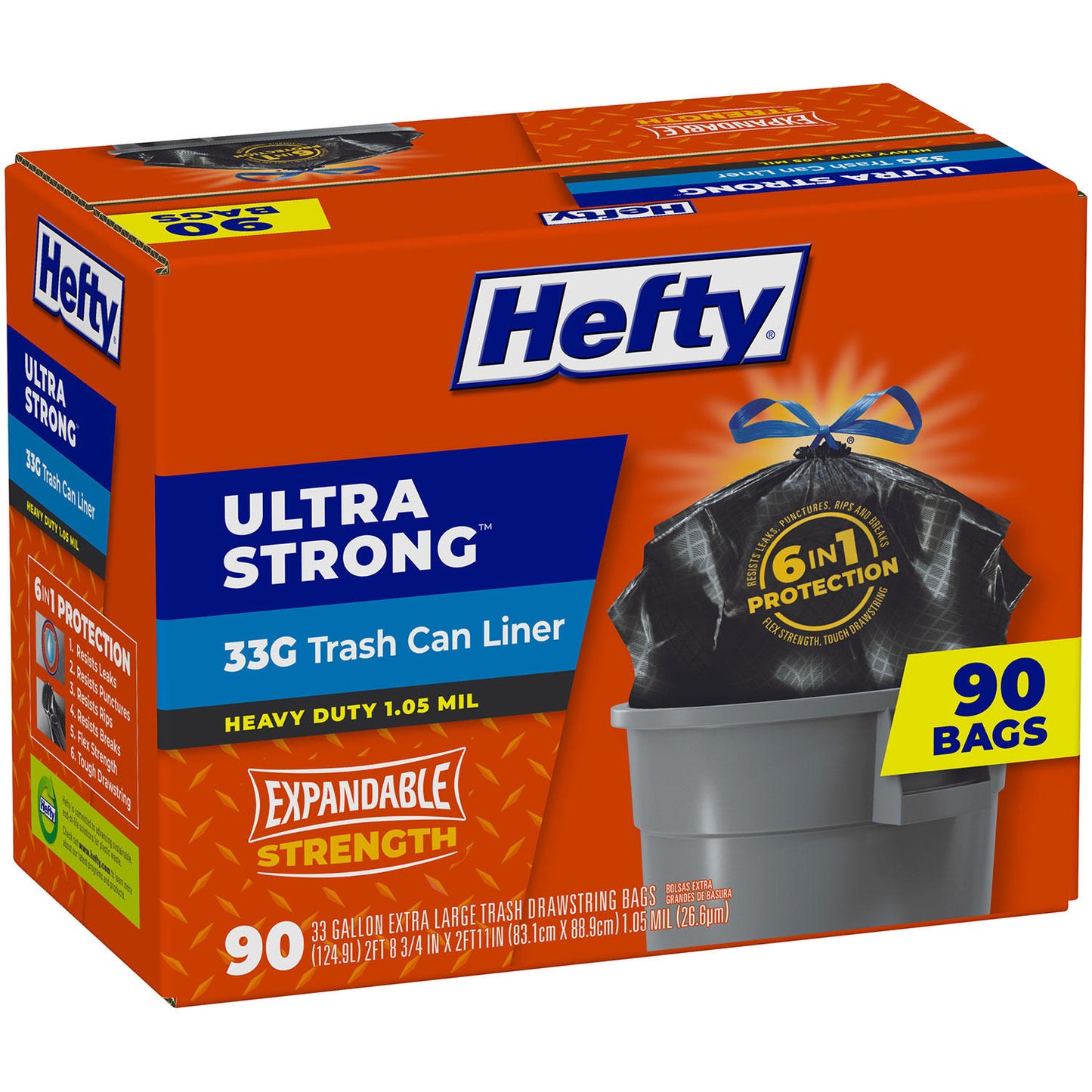 Hefty Strong 33-Gallon Extra Large Drawstring Bags Mega Pack, 48 ct - City  Market