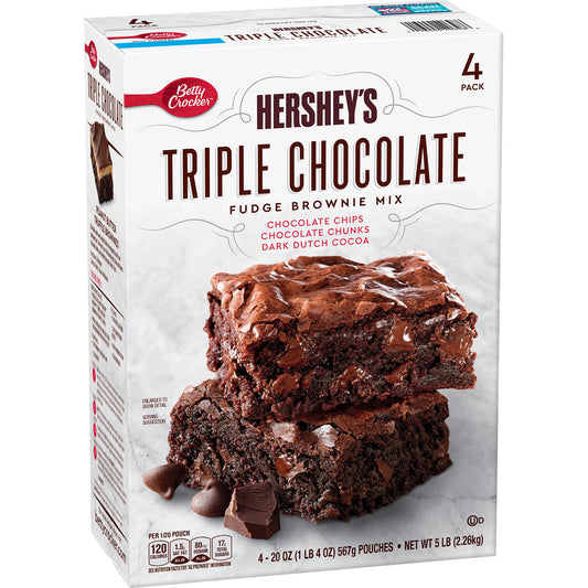 Betty Crocker Hershey’s Fudge Brownie Mix, Triple Chocolate (20 oz., 4 pk.)