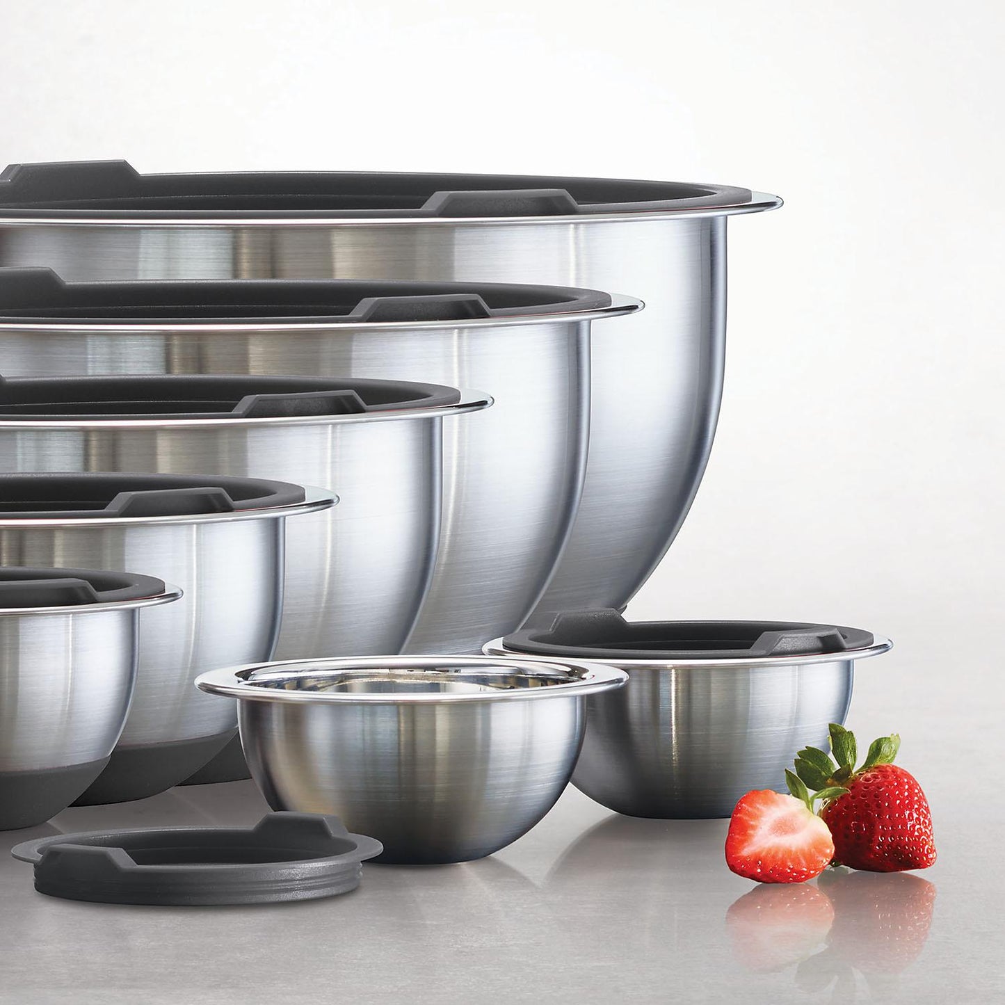 Tramontina Covered Mixing Bowls Stainless Steel 14 PC Gray, 80202/507DS