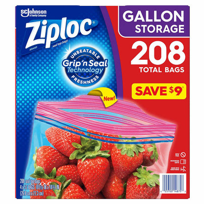 Ziploc Grip 'n Seal Freezer Bags, Gallon, 152 ct