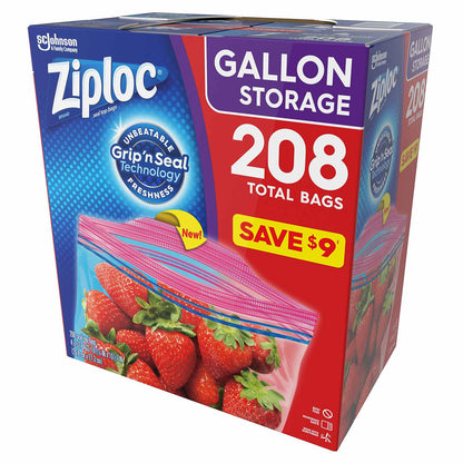 Ziploc Gallon Storage Bags with New Stay Open Design (208 ct.) - Sam's Club