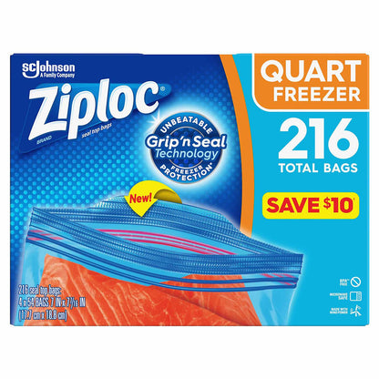 Ziploc Easy Open Tabs Freezer Quart Bags (216 ct)