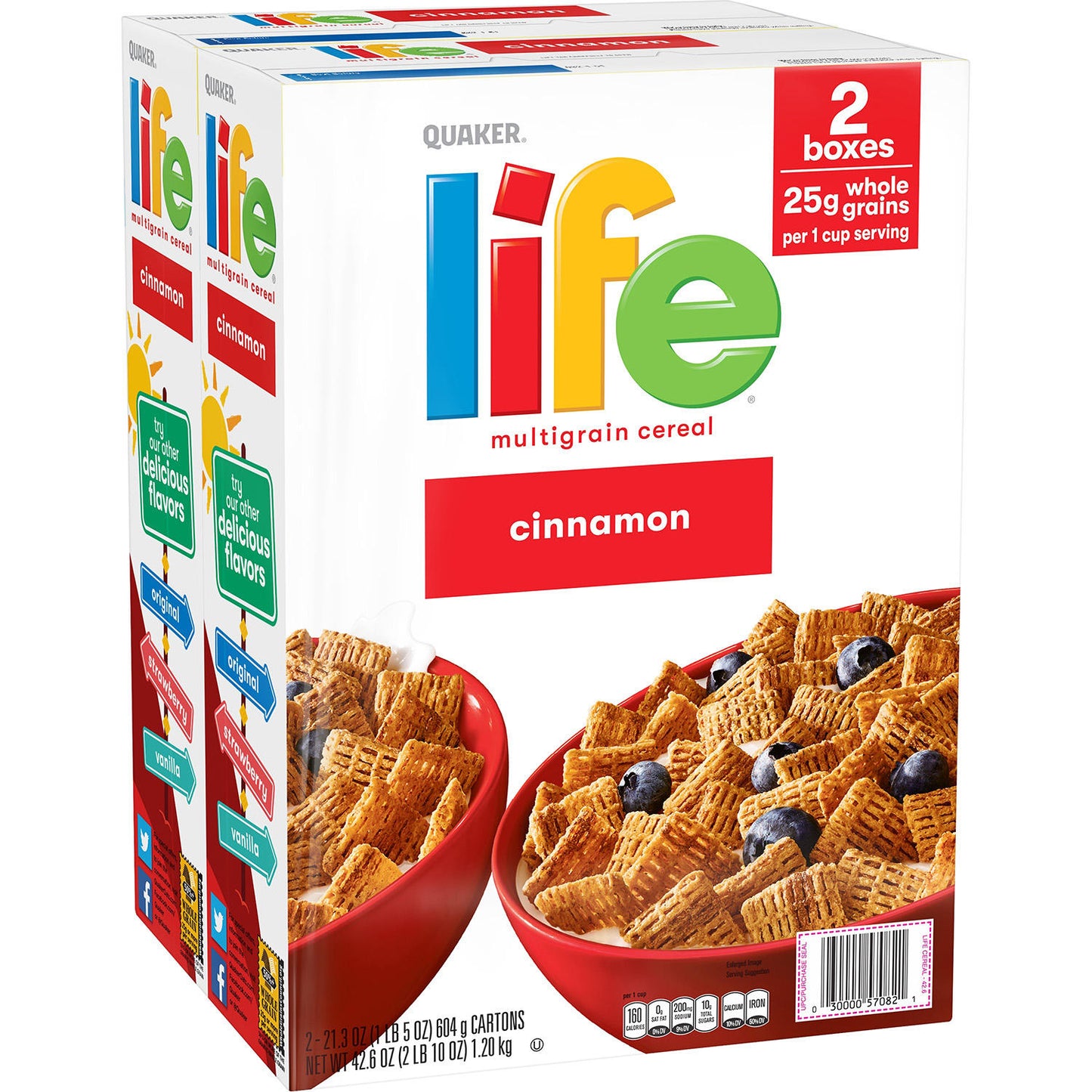 Quaker Life Multi-Grain Cereal, Cinnamon (42.6 oz., 2 pk.)