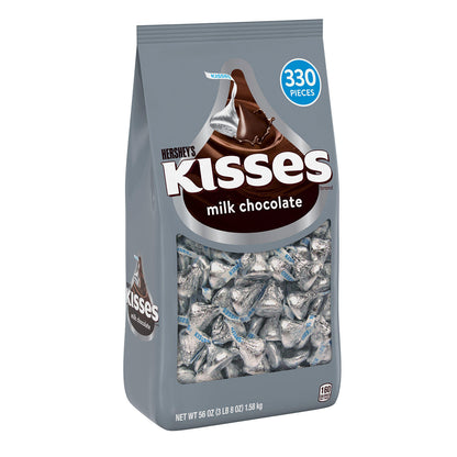 HERSHEY'S KISSES Milk Chocolate Candy, Individually Wrapped, Bulk Bag (56 oz., 330 pcs.)