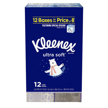 Kleenex Ultra Soft Facial Tissues - Cube Boxes (65 tissues per pk.; 12 pk.)