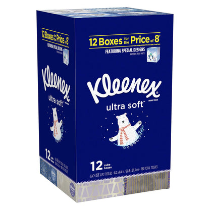 Kleenex Ultra Soft Facial Tissues - Cube Boxes (65 tissues per pk.; 12 pk.)