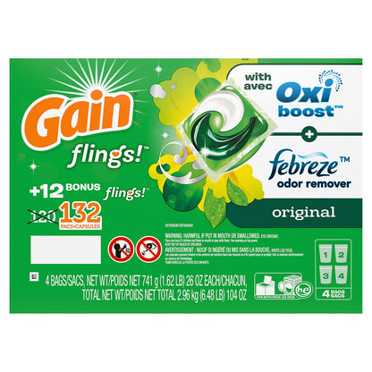 Gain Flings! Liquid Laundry Detergent Pacs, Original Scent (152 ct.)