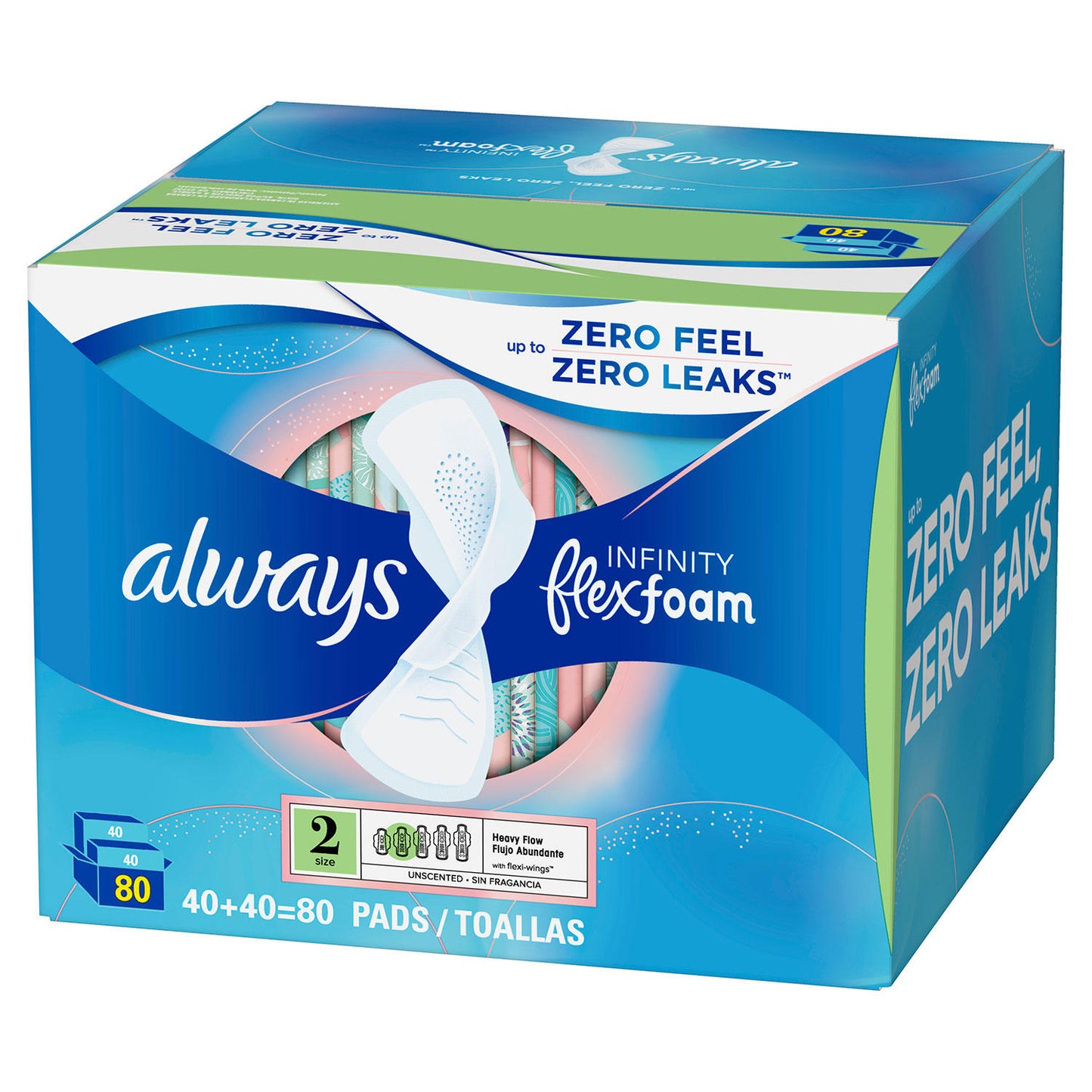 Always Infinity FlexFoam Heavy Flow Pads, Unscented - Size 2 (80 ct.)