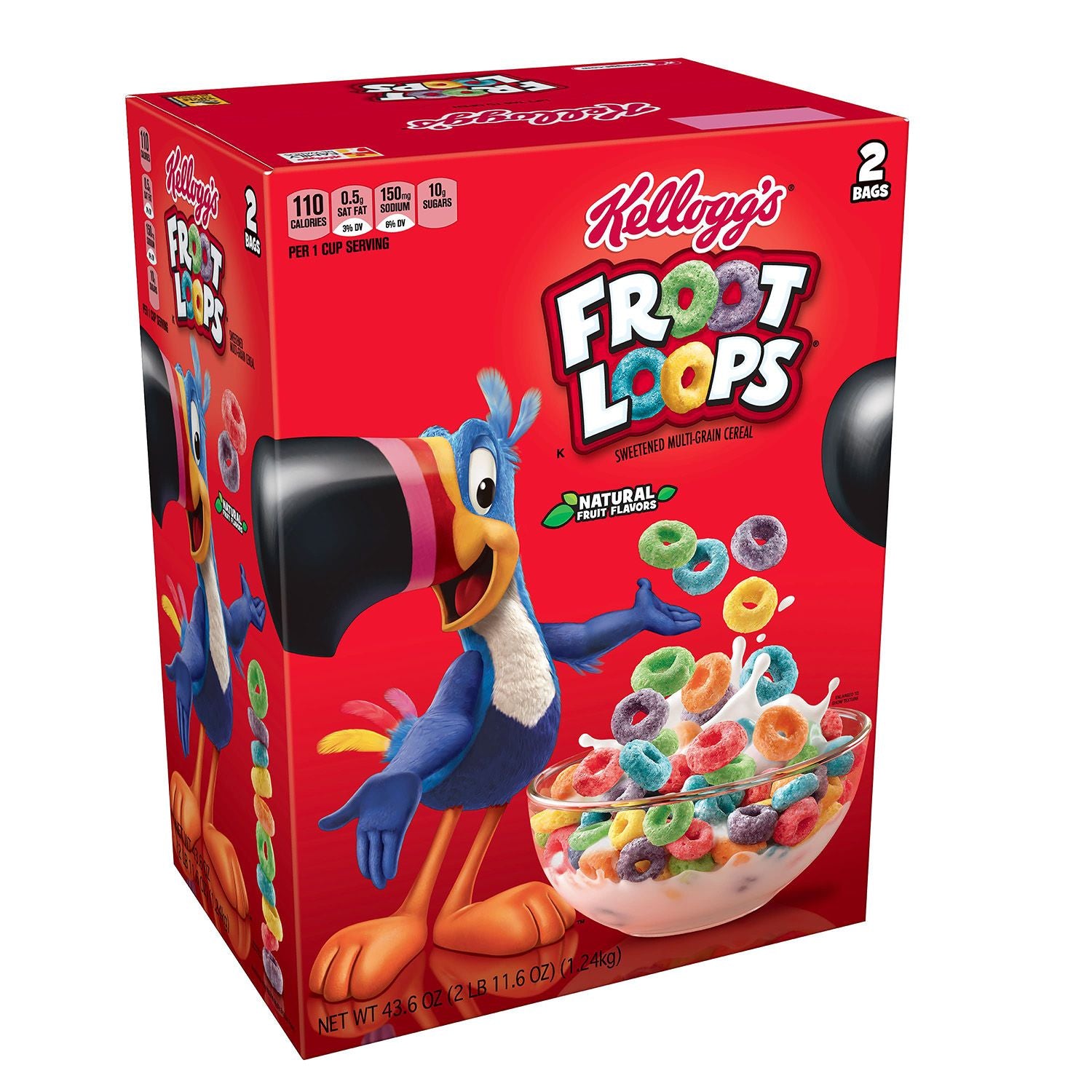 Froot Loops Cereal, Multi-Grain, Sweetened - 2 bags, 43.6 oz